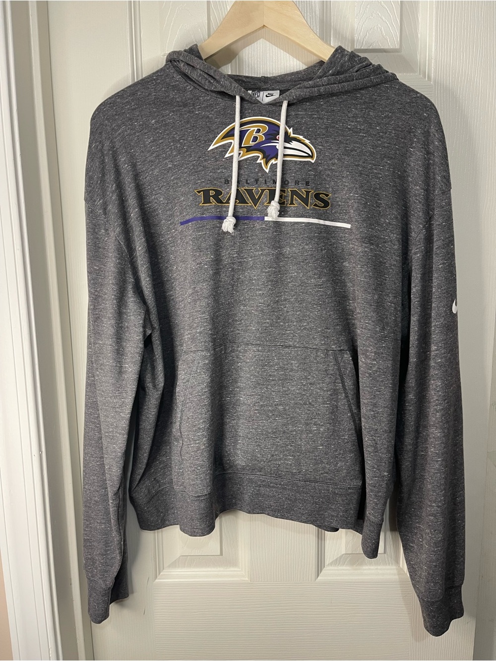 Nike Gray Baltimore Ravens Women’s Long Sleeve Hooded NFL Football T-Shirt XL